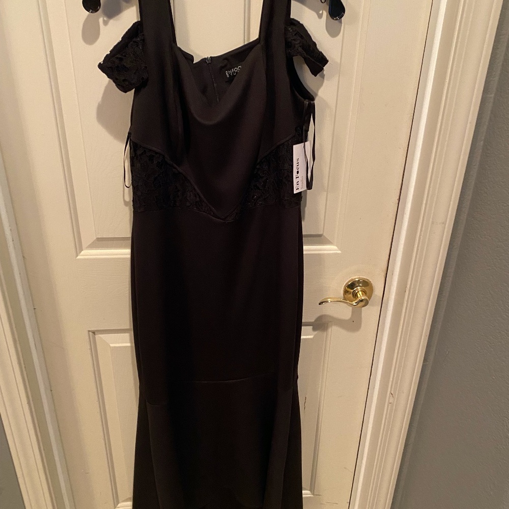 En Focus Studio Size 12 Black Long Cocktail Dress